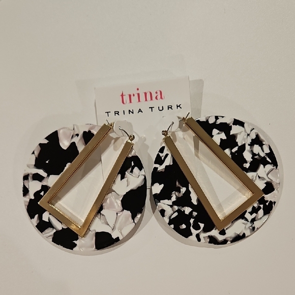 💕TRINA By TRINA TURK💕 Graphic Geos Earring ~ Black and White Geometric NWT - Picture 1 of 5